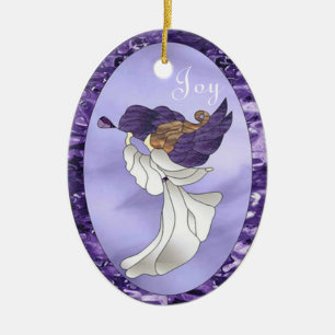 Angel in het Paarse Glas in lood keramisch siergoe Ornament