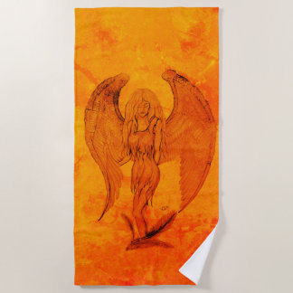 Angel in Tattoo Style Strandlaken