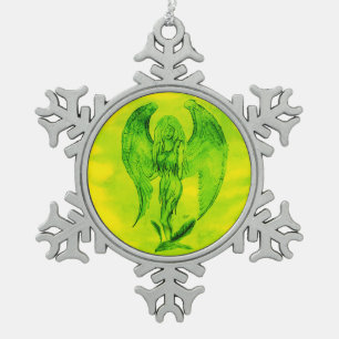Angel in Tattoo Style Tin Sneeuwvlok Ornament