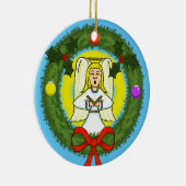 Angel in Wreath Ceramic Ornament (Rechts)