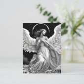 Angel in zwart-wit briefkaart (Staand voorkant)
