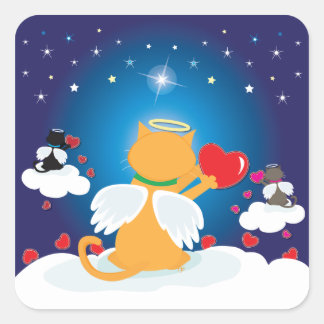 Angel Katten - Met liefde uit de hemel Vierkante Sticker