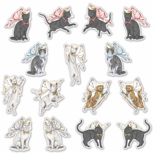 Angel-Katten met Wings Sticker (Voorkant)