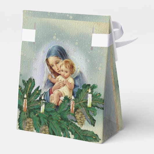 Angel-kerst en Jezus in het kaarslicht Bedankdoosjes (Achterkant)