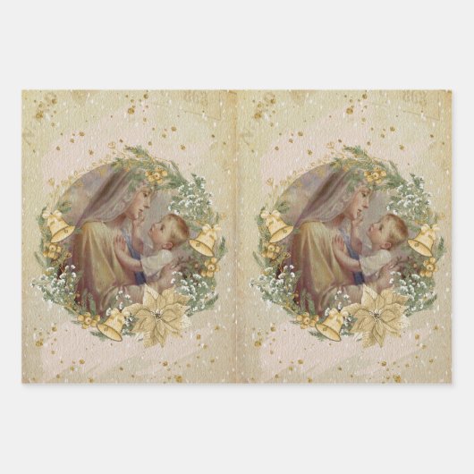 Angel Kerstmoeder en kind Inpakpapier Vel (Voorkant 3)