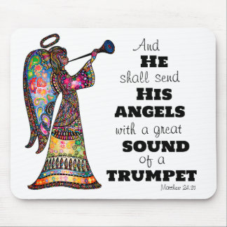 Angel Klinkt Trumpet Bijbel Verse Vibrant Colour Muismat