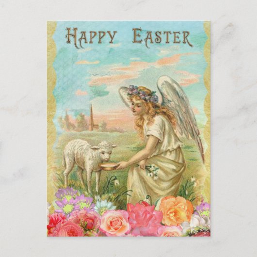  Angel & Lamb Easter Gepersonaliseerd Briefkaart (Voorkant)