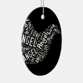 Angel Love Dove, White on Black Keramisch Ornament (Rechts)