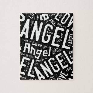 Angel Love Dove, White on Black Legpuzzel