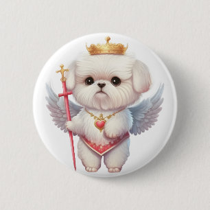 Angel Maltese puppy, hondenliefhebbers van Maltes  Ronde Button 5,7 Cm