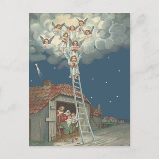 Angel Manger Natitivity Jesus Christelijk Feestdagenkaart (Voorkant)