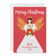 Angel Merry Christmas Red Green Wreath Wings Naam
