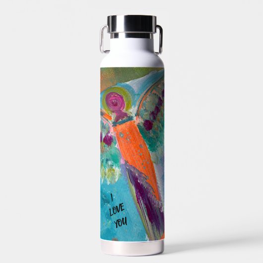 Angel message water bottle with original art waterfles (Voorkant)