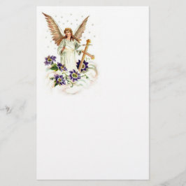 Angel met Cross en Clematis Flowers Briefpapier