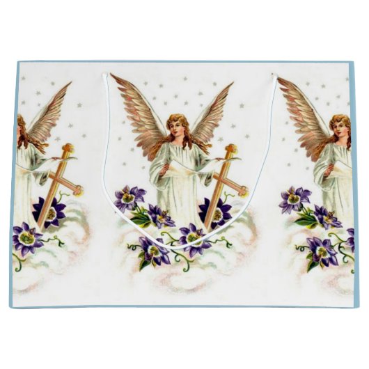Angel met Cross en Clematis Flowers Groot Cadeauzakje (Voorkant)