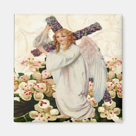 Angel met Cross Magnet Magneet (Voorkant)