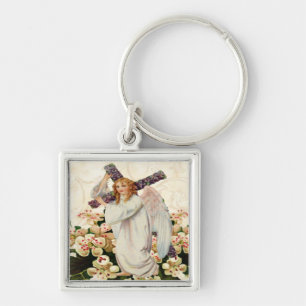 Angel met Cross-Sleutelhanger Sleutelhanger