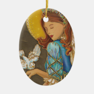 Angel met Dove-kerstversiering Keramisch Ornament