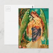 Angel met een bloemetaftakking briefkaart (Voorkant / Achterkant)