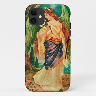 Angel met een bloemetaftakking iPhone 11 hoesje