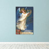 Angel met een Harp Canvas Afdruk (Insitu (Houten vloer))