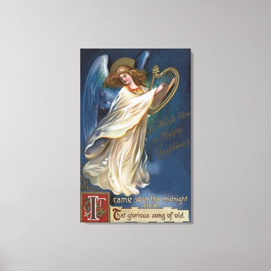 Angel met een Harp Canvas Afdruk (Voorkant)