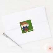 Angel met Falling Leaves Happy Herfst Vierkante Sticker (Envelop)