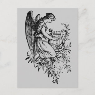 Angel met Harp en Flora Briefkaart