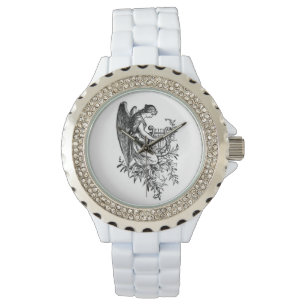 Angel met Harp en Flora Horloge