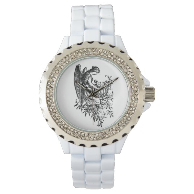 Angel met Harp en Flora Horloge (Voorkant)