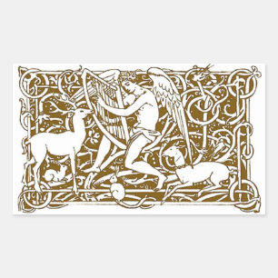 Angel met Harp Rechthoekige Sticker