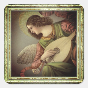 Angel met Mandolin Vierkante Sticker