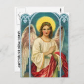 Angel met roze lint briefkaart (Voorkant / Achterkant)