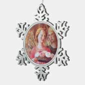 ANGEL MET ROZEN TIN SNEEUWVLOK ORNAMENT (Rechts)