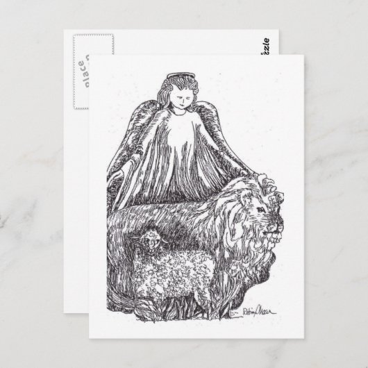 Angel met Sheep en Lion Briefkaart (Voorkant / Achterkant)