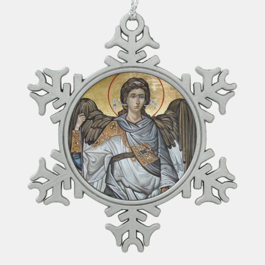 Angel Michael Tin Sneeuwvlok Ornament (Voorkant)