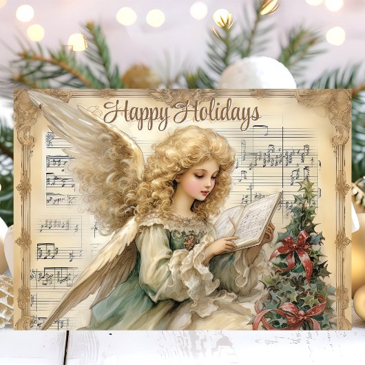 Angel Muzieknoten Kerst Feestdagen Kaart