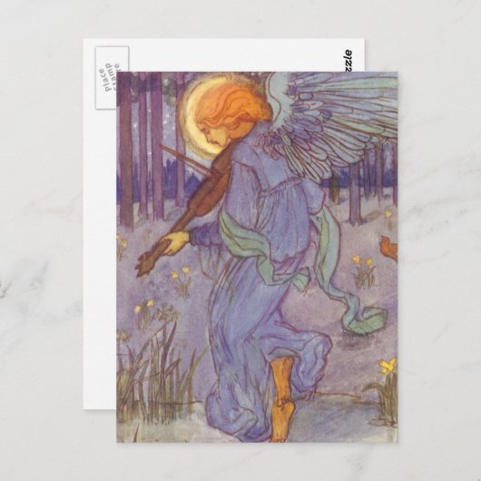 Angel-muzikant die een Violin speelt, muziek Briefkaart (Voorkant / Achterkant)