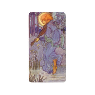 Angel-muzikant die een Violin speelt,  muziek Etiket