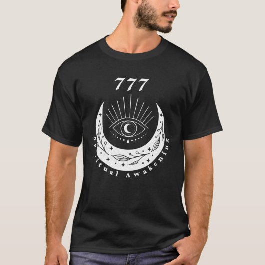 Angel Number 777 Spiritual Awakening The Eye Moon T-shirt (Voorkant)