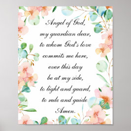Angel of God Guardian Angel Prayer Pastel Floral Poster