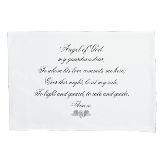 Angel of God Guardian ANgel Prayer Pillow Hoesje Kussensloop (Voorkant)