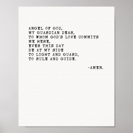 Angel of God Prayer Poster (Voorkant)