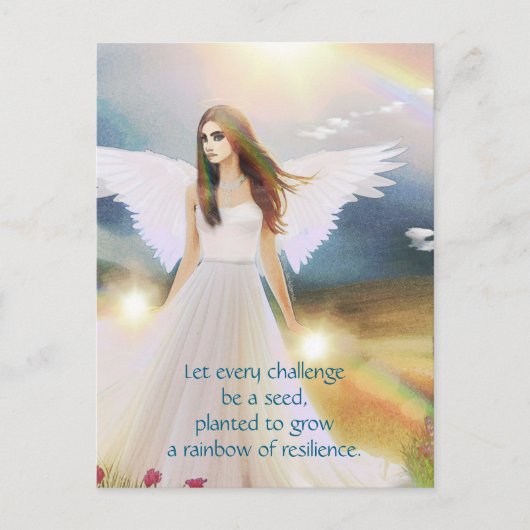 Angel of Hope Rainbow Inspiration Quote Art Briefkaart (Voorkant)