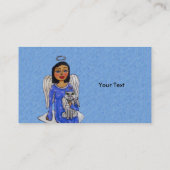 Angel op Cloud Holding Angel Cat Light Blue Visitekaartje (Achterkant)