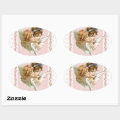 Angel op de roze blote achtergrond. ovale sticker (Vel)