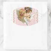 Angel op de roze blote achtergrond. ovale sticker (Tas)