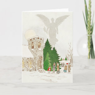 Angel Over Church Kerstvakantie Kaart