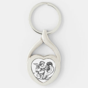 ANGEL PAINTING FLOWER Metal Sleutelhanger