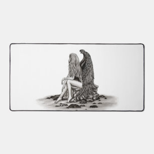 Angel, perdu dans la pensée, noir et blanc Design